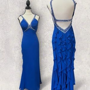 Faviana Couture | Blue Ruffled Prom Dress